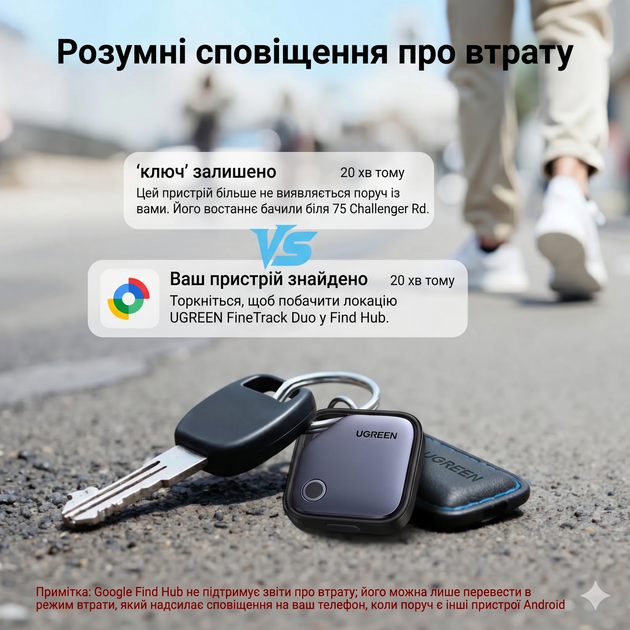 Розумна пошукова мітка-трекер UGREEN FineTrack Duo CM916 з Type-C для Apple Find My та Android Find Hub - Фото 4 Розумна пошукова мітка-трекер UGREEN FineTrack Duo CM916 з Type-C для Apple Find My та Android Find Hub - зображення 4