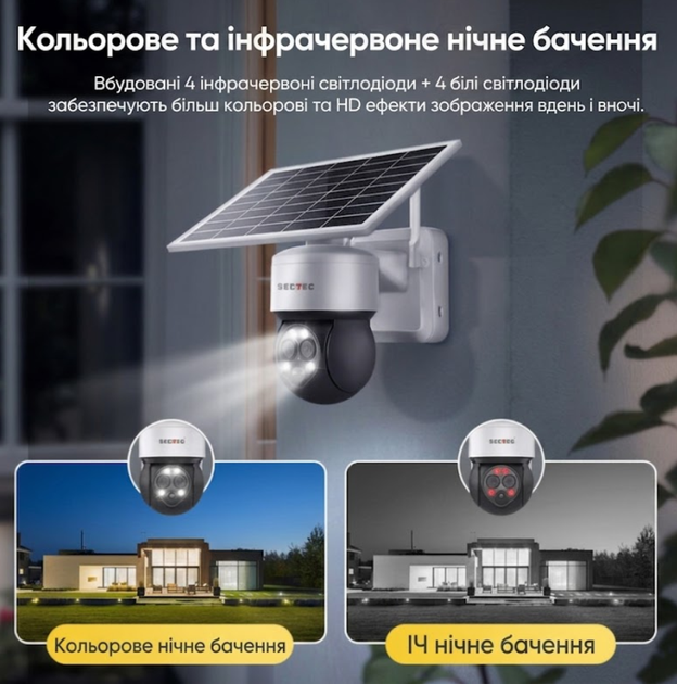 Уличная 4G автономная камера Sectec ST-557-6M-12X-4G-EU зум с сим-картой и солнечной панелью - изображение 5