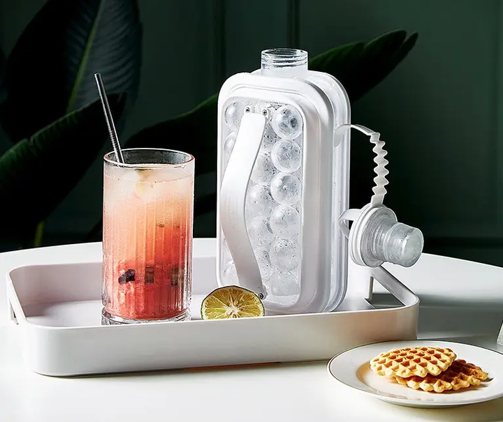 Портативна силіконова форма для льоду пляшка складана 2 в 1 ICE CUBE TRAY на 17 кульок - изображение 3