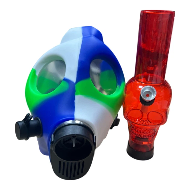 Мини-кальян-бонг-маска 031Q Crazy Mask с акриловой трубкой Череп 20 см - Фото 1 Мини-кальян-бонг-маска 031Q Crazy Mask с акриловой трубкой Череп 20 см - изображение 1