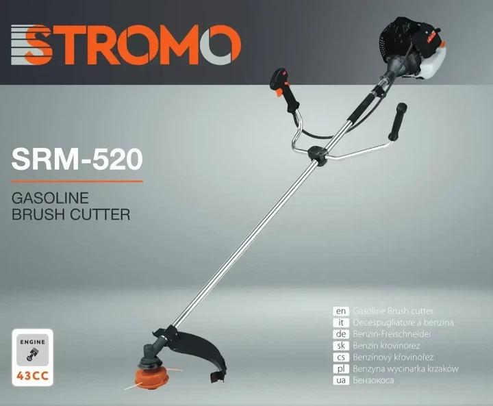 Мотокоса бензиновая STROMO SRM-520 с ремнем-рюкзаком мощный бензотриммер с ножами 3Т и 40Т и катушкой садовая бензокоса с мощным двигателем 5,2 л.с. - изображение 3