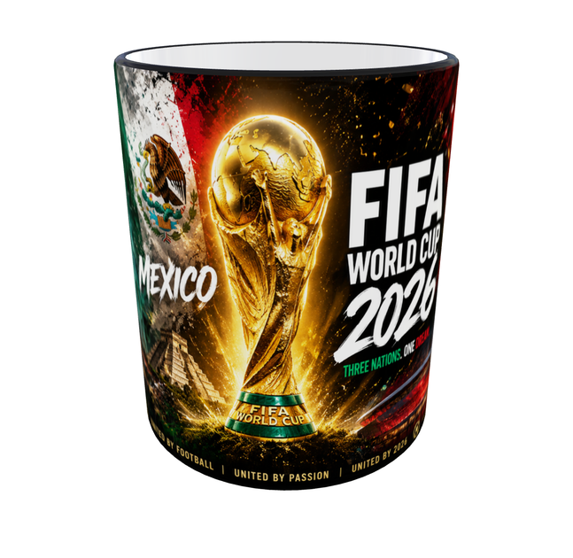 Кружка (чашка) с принтом «FIFA World Cup 2026 USA Mexico Canada» – подарок для футбольного болельщика | 330 мл(черная ручка) - изображение 6