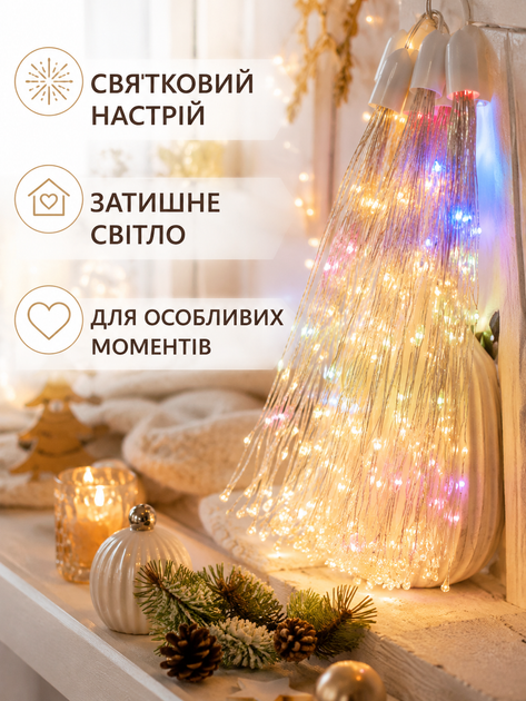Гірлянда світлодіодна 10 м теплий білий і мультиколір мікс на USB з режимами світіння IP44 (49675988) - зображення 8