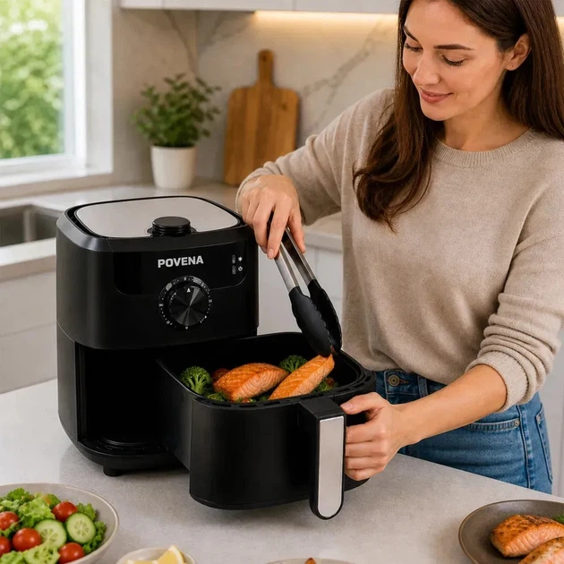 Мультипечь аэрофритюрница Pova 5.5L 1500W с функцией аэрогриля для приготовления без масла - Фото 3 Мультипечь аэрофритюрница Pova 5.5L 1500W с функцией аэрогриля для приготовления без масла - изображение 3