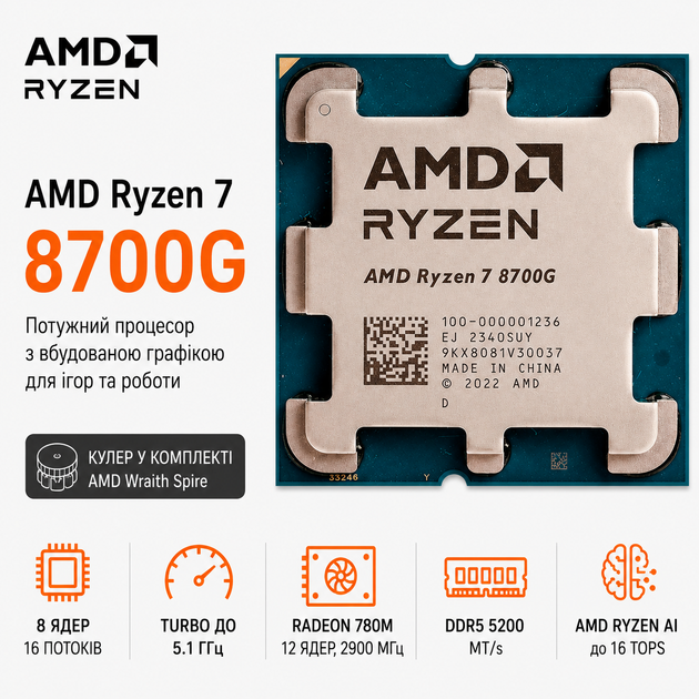 Процессор AMD Ryzen 7 8700G sAM5 4.2GHz 8C/16T 65W BOX (100-100001236SBX) - изображение 2