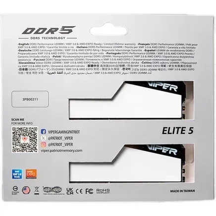 Оперативная память PATRIOT 32 GB (2x16GB) DDR5 6000 MHz Viper Elite 5 (VEB532G6030KW) - Фото 8 Оперативная память PATRIOT 32 GB (2x16GB) DDR5 6000 MHz Viper Elite 5 (VEB532G6030KW) - изображение 8