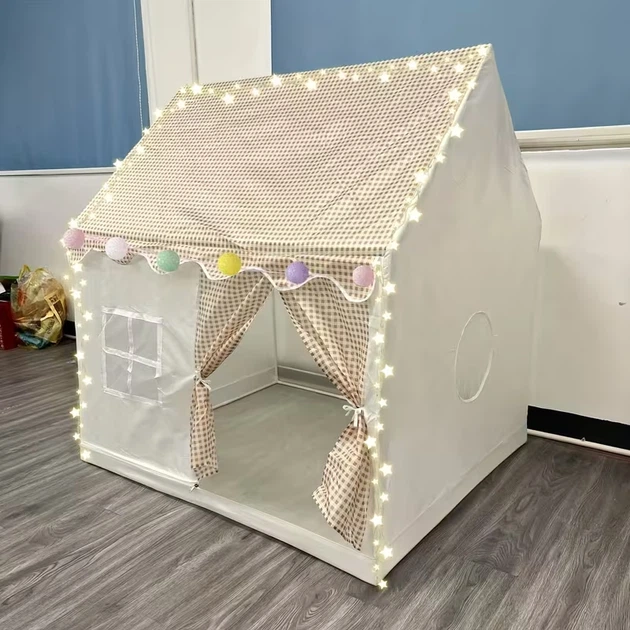 Детская палатка домик складной для игр дома и на улице 130x100x120 см бежевый - Фото 4 Детская палатка домик складной для игр дома и на улице 130x100x120 см бежевый - изображение 4