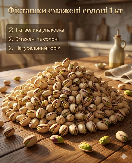 Фисташки жареные соленые 1000 г натуральные отборные орехи для перекуса и кулинарии - Фото 1 Фисташки жареные соленые 1000 г натуральные отборные орехи для перекуса и кулинарии - изображение 1