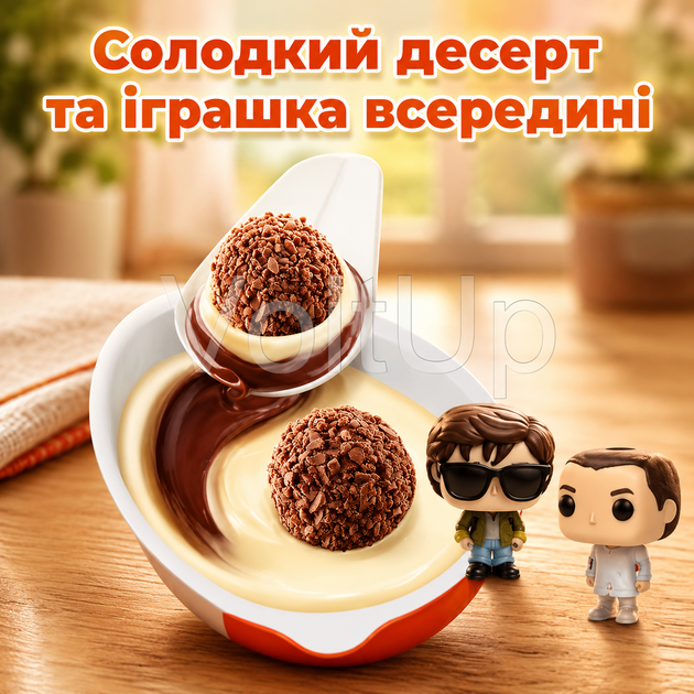 Шоколадные яйца Kinder Joy Funko Stranger Things 24 шт по 20 г набор с кремовым десертом и игрушкой - изображение 3