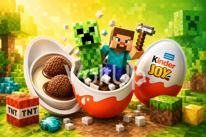 Шоколадные яйца Kinder Joy Minecraft 36 шт, 730 г Киндер джой майнкрафт молочный шоколад с игрушкой внутри, для детей - изображение 4
