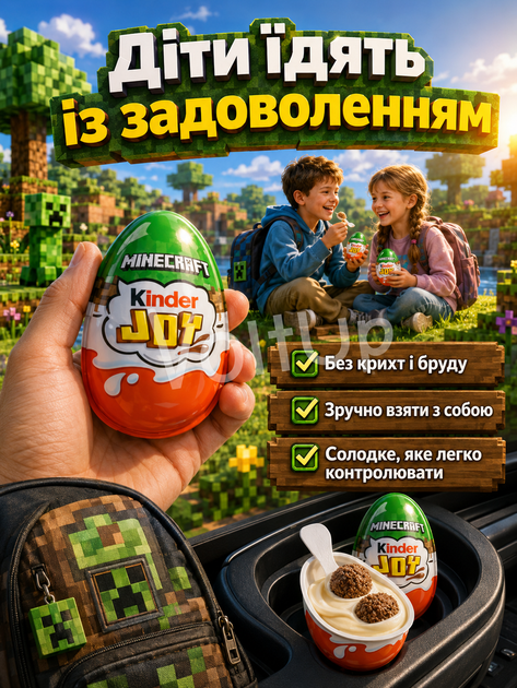 Шоколадные яйца Kinder Joy Minecraft 36 шт, 730 г Киндер джой майнкрафт молочный шоколад с игрушкой внутри, для детей - изображение 6