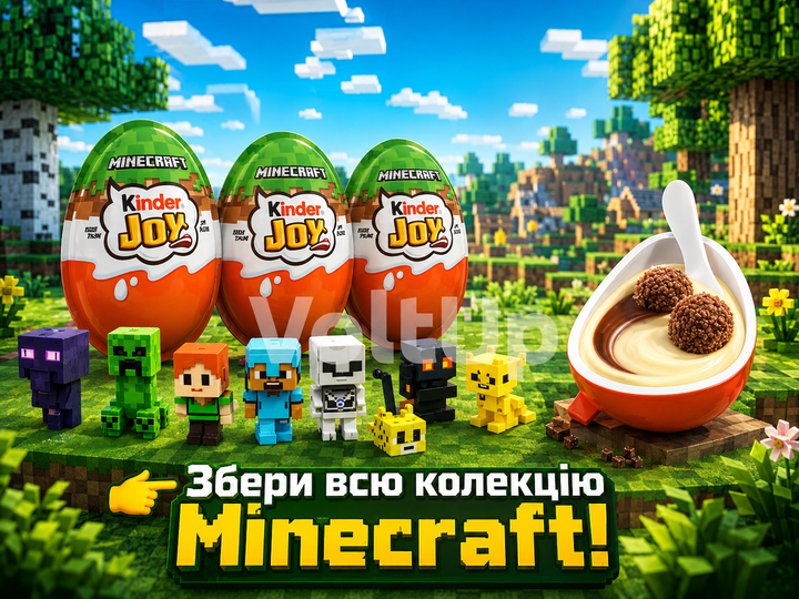 Шоколадные яйца Kinder Joy Minecraft 12 шт, 120 г Киндер джой майнкрафт молочный шоколад с игрушкой внутри, для детей - изображение 5