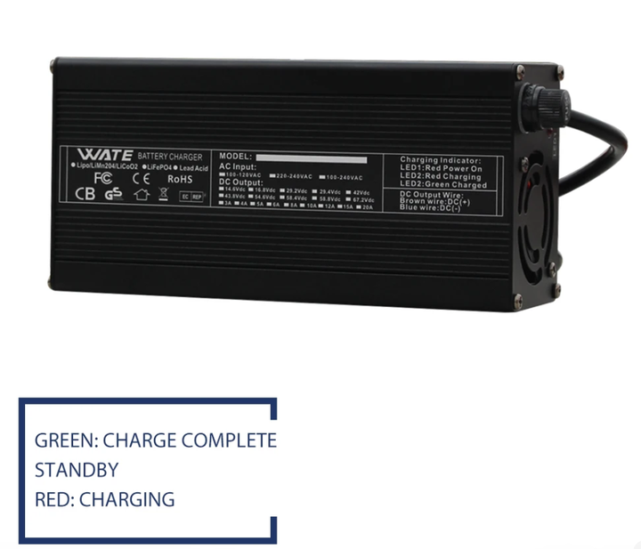 Зарядка для Li ion аккумулятора 7S 24 V 29.4 V 15 A с разъемом XT90 в алюминиевом корпусе - изображение 2