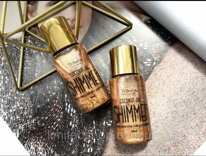Кокосова олія Top Beauty для засмаги з шимером Shimmer Coconut Oil Gold 50 мл - Фото 3 Кокосова олія Top Beauty для засмаги з шимером Shimmer Coconut Oil Gold 50 мл - изображение 3