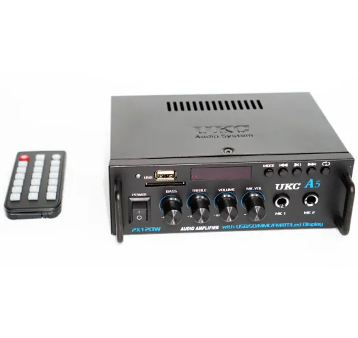 Підсилювач звуку з караоке та пультом UKC A5 Hi-Fi Stereo Bluetooth USB/SD/AUX 2x120W - зображення 5