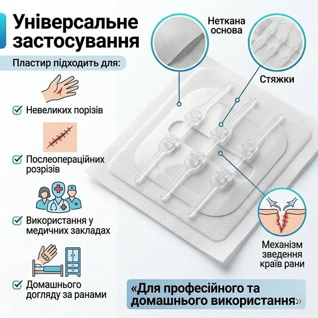 Пластир стяжка РаноСтяг Zip-Plast TRIO 60х70 мм (3 стяжки) (SZ-P6070-3S) - изображение 10