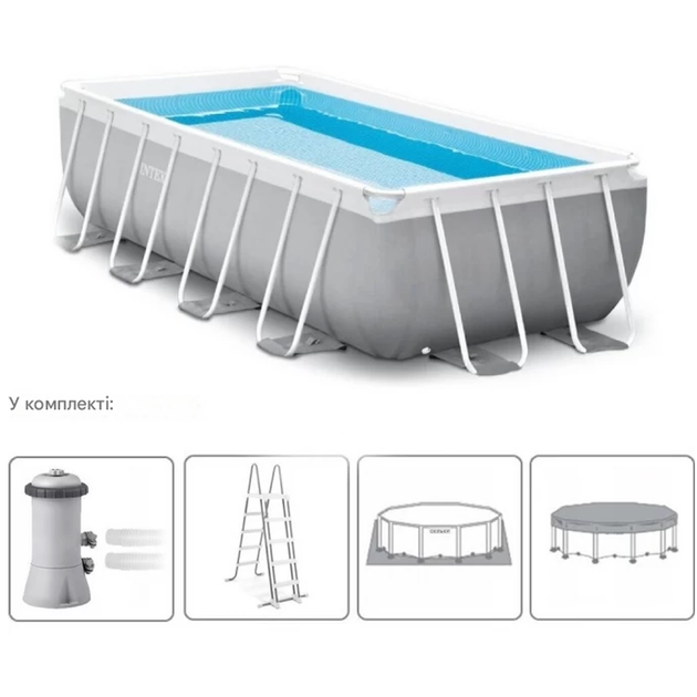 Каркасный бассейн Intex 26792 Бассейн 488х244х107 см Большой прямоугольный бассейн 10874 л для дачи сада и двора - изображение 10