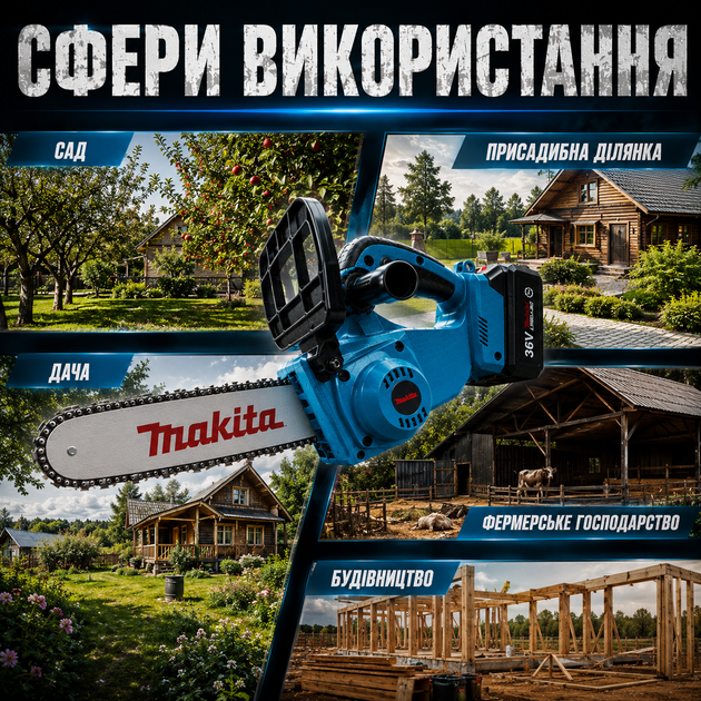 Акумуляторна ланцюгова пила Makita 36V - зображення 7