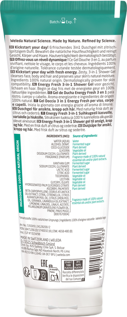 Мужской гель для душа Weleda 3 в 1 Energy 200 мл (7611916558283) - изображение 2