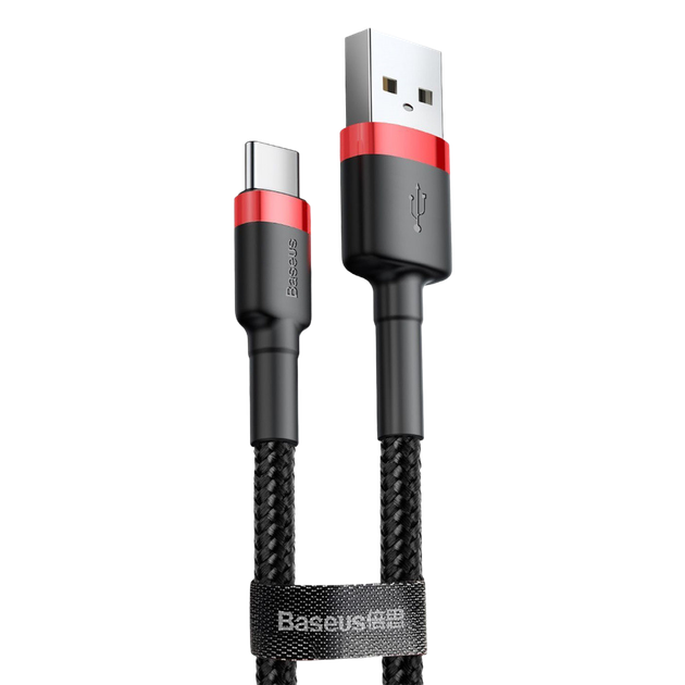 Кабель Baseus Cafule Type-C 3A (2m) Red/Black - Фото 1 Кабель Baseus Cafule Type-C 3A (2m) Red/Black - изображение 1