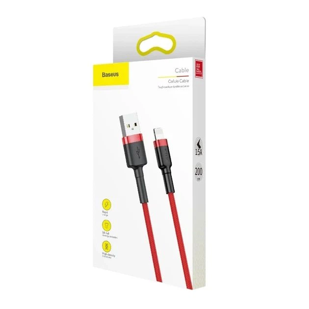 Кабель Baseus Cafule Lightning 1.5A (2m) Red - зображення 2