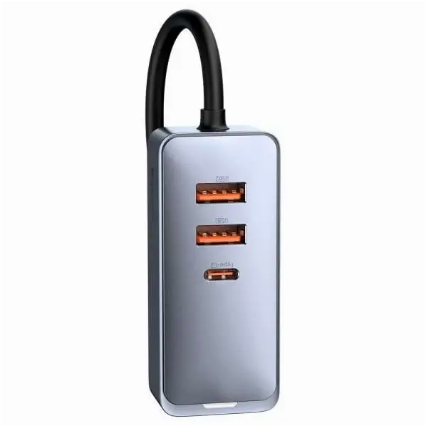 Зарядний пристрій для автомобіля 120W швидкий зарядний для смартфонів і планшетів 4 порти USB Type-C сірий - Фото 2 Зарядний пристрій для автомобіля 120W швидкий зарядний для смартфонів і планшетів 4 порти USB Type-C сірий - зображення 2