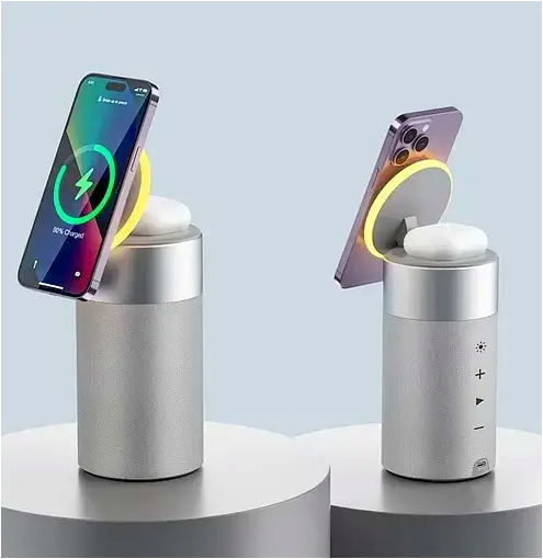 Беспроводное зарядное устройство 3 в 1 с Bluetooth колонкой для смартфонов и наушников быстрая зарядка Qi 15Вт - Фото 3 Беспроводное зарядное устройство 3 в 1 с Bluetooth колонкой для смартфонов и наушников быстрая зарядка Qi 15Вт - изображение 3