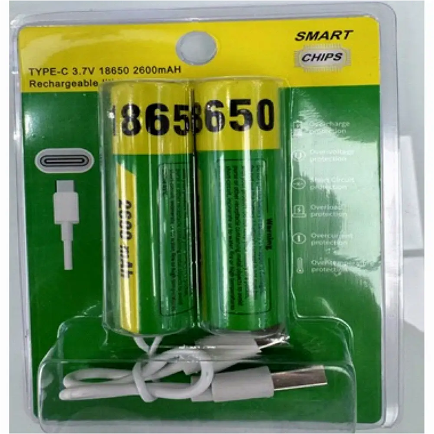 Акумуляторні батарейки Lithium-ion 2600 mAh Type-C для електроніки потужне живлення 2 шт. - зображення 4