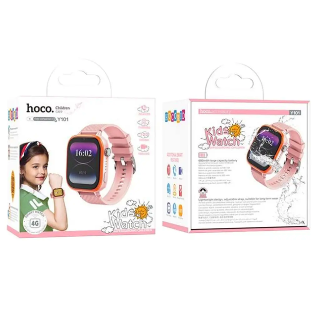 Смарт-часы Hoco Y101 с GPS и функцией звонка для детей 1.83 дюйма водозащищённый розовый - зображення 4