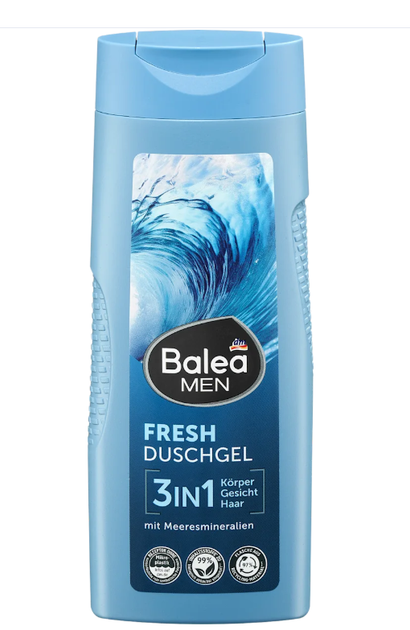 Чоловічий гель для душу 3в1 Balea MEN Fresh, 300 мл - Фото 1 Чоловічий гель для душу 3в1 Balea MEN Fresh, 300 мл - зображення 1