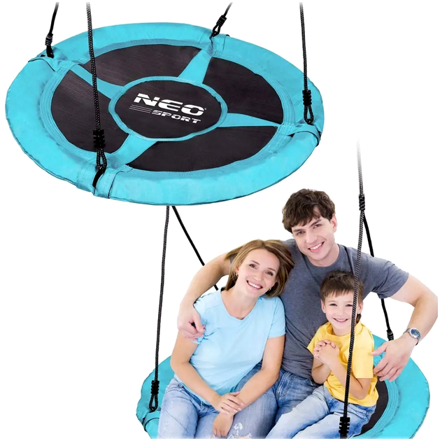 Качели гнездо 95 см для детей до 150 кг бирюзовые Neo-Sport HE0443 - Фото 8 Качели гнездо 95 см для детей до 150 кг бирюзовые Neo-Sport HE0443 - изображение 8