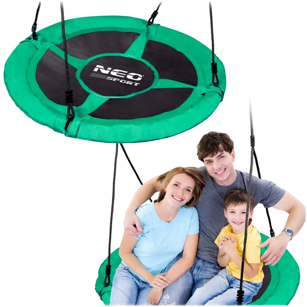 Качели гнездо 95 см грузоподъемность 150 кг для детей зелёный Neo-Sport HE0442 - Фото 8 Качели гнездо 95 см грузоподъемность 150 кг для детей зелёный Neo-Sport HE0442 - изображение 8