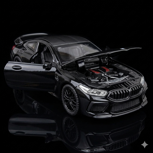 Колекційна машинка BMW M8 Coupe Масштабна модель 1:32 Чорний - Фото 2 Колекційна машинка BMW M8 Coupe Масштабна модель 1:32 Чорний - изображение 2