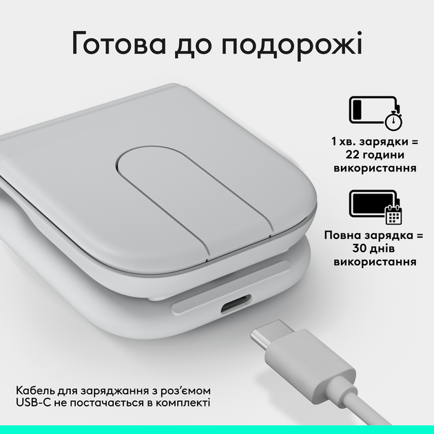 Миша Logitech Mobi Fold Bluetooth Off White (910-007631) - зображення 5