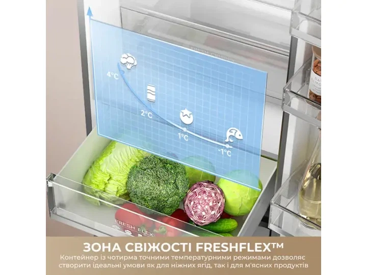 Холодильник з морозильною камерою Dreame MegaPro 201cm D class-Beige (DRB450WMYDUA) - изображение 4