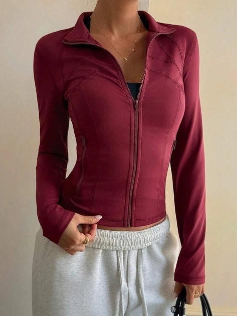 Спортивный лонгслив Shein st25091079804597326 L бордовый (100012243) - изображение 5