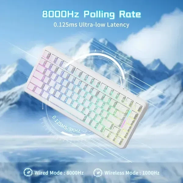 Бездротова магнітна клавіатура ATTACK SHARK X82 PRO HE White Contour (2.4G/Bluetooth/USB type-c) Rapid Trigger, 8000 Гц, RGB - зображення 7