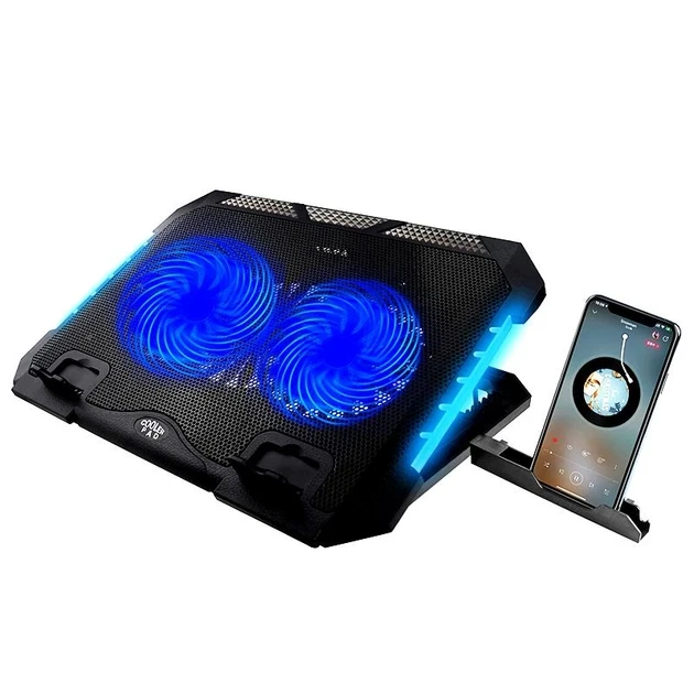 Настольная охлаждающая подставка для ноутбука 17 диогональ с RGB подсветкой и двумя вентиляторами S900 - изображение 2