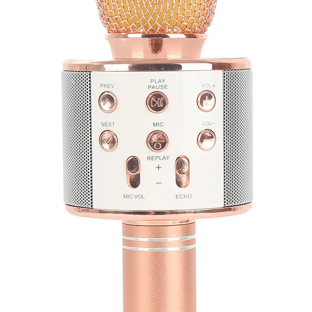 Бездротовий караоке-мікрофон Wster WS-858 з Bluetooth та динаміком — рожеве золото - зображення 2