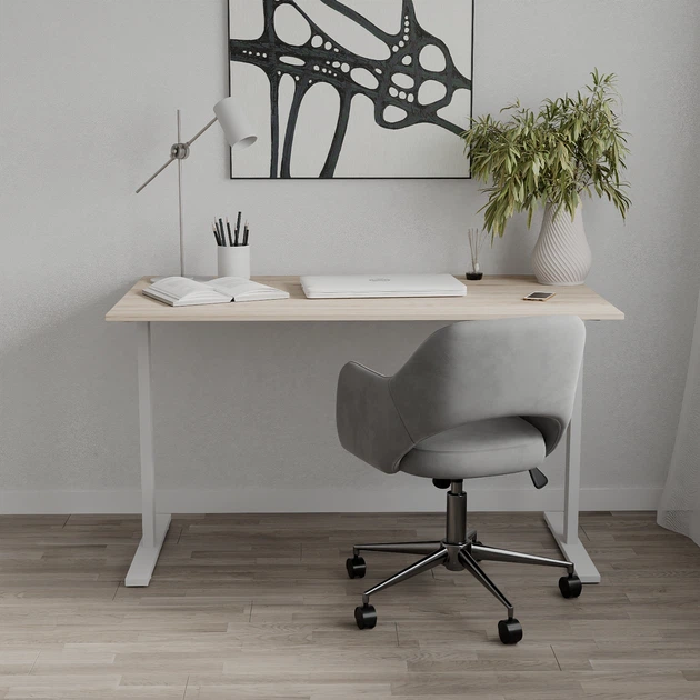 Стол письменный Space Ferrum-decor 750x1400x600 Белый металл ДСП Дуб Сан-Марино 16 мм (SPACE144) - изображение 7