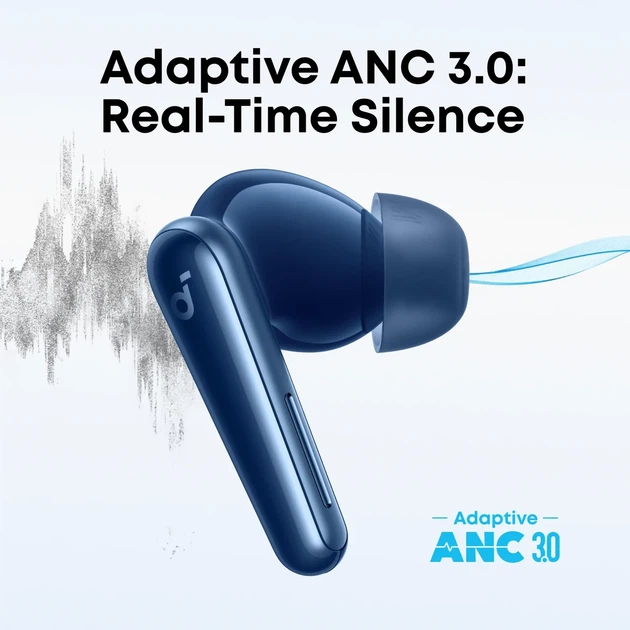 Бездротові навушники Anker Soundcore Liberty 5, Blue, ANC 3.0, Hi-Res, 48H, IP55, Dolby audio, Multipoint, LDAC, Bluetooth 5.4 - зображення 4