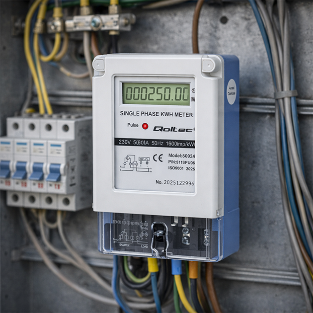 Лічильник електроенергії Qoltec Однофазний 230V  5(60)A LCD 50924 (5901878509242) - зображення 4