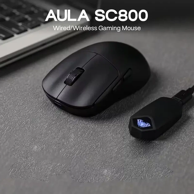 AULA SC800 игровая беспроводная мышь, легкая, точная, Dual-Mode (черная) - изображение 5