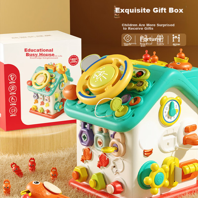 Детская развивающая игрушка Guangduola Baby Toy Montessori для детей 0-1 года, игровой столик с множеством функций, подарок на первый день рождения. - изображение 2