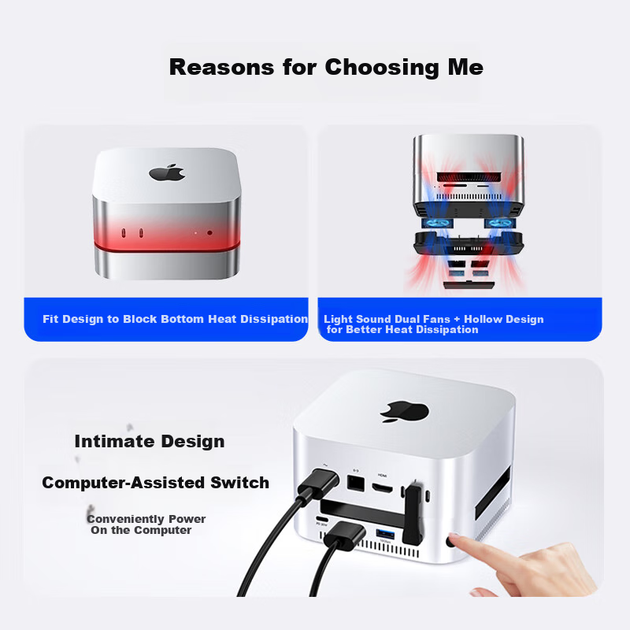 Корпус для M.2 SSD-накопителя Acasis для Mac Mini, док-станция расширения, 16 ТБ памяти, USB 10 Гбит/с, совместим с Apple Host M001 M4/M4 Pro. - Фото 5 Корпус для M.2 SSD-накопителя Acasis для Mac Mini, док-станция расширения, 16 ТБ памяти, USB 10 Гбит/с, совместим с Apple Host M001 M4/M4 Pro. - зображення 5
