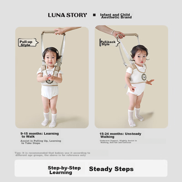 Допоміжний пристрій для ходьби LUNASTORY для малюків, ремінець для навчання ходьби для малюків із захистом від падіння, тяговий шнур для дітей із захистом від задухи - преміальний сірий подарунок - зображення 7