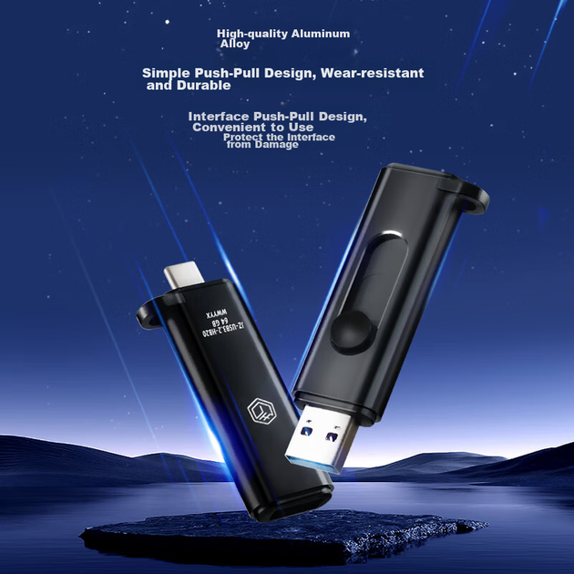 Оригінальний флеш-накопичувач JD Dual-Head USB 3.2 USB-A/C високошвидкісний, 256 ГБ, швидкість читання до 150 МБ/с, компактний портативний металевий USB-накопичувач для телефонів та планшетів IPhone15 - зображення 7