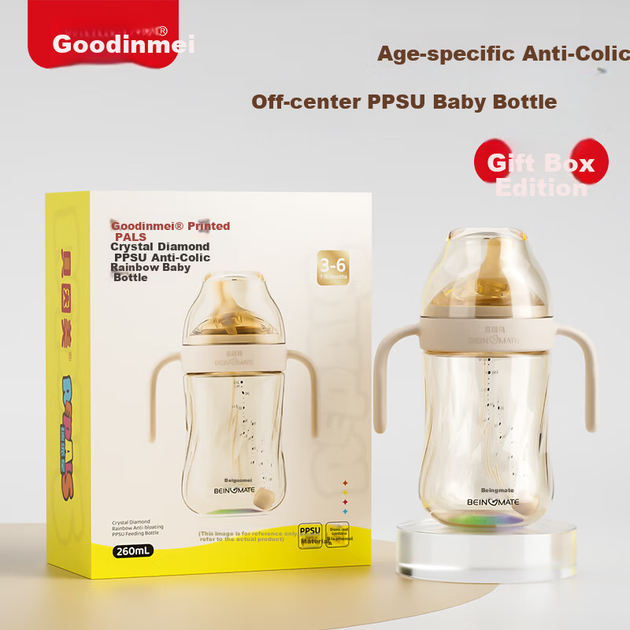 Бутылочка Beingmate Baby Diamond Light Anti-Colic Bottle 0-3-6 Months Gravity Ball PPSU Baby Simulated Breast Eccentric Nipple BBS - изображение 4
