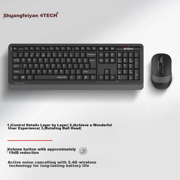Комплект беспроводной A4Tech FG1010 Wireless Grey - изображение 5