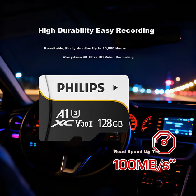 Карта памяти PHILIPS microSDXC 256GB UHS-I U3 V30 A1 + SD-адаптер (FM23TF-K) - изображение 2